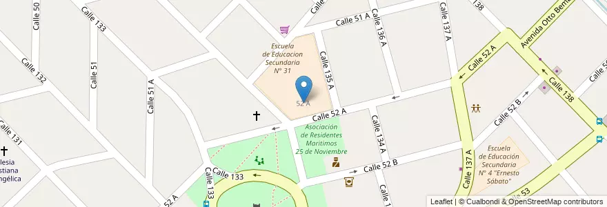 Mapa de ubicacion de Escuela Primaria Básica N° 31 "Marina Mercante Argentina" en 아르헨티나, 부에노스아이레스주, Partido De Berazategui, Hudson.
