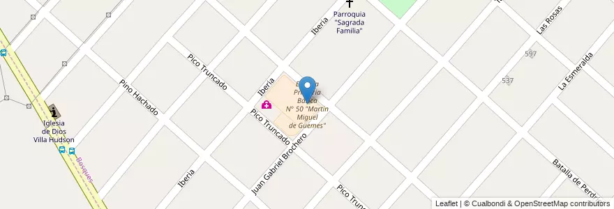 Mapa de ubicacion de Escuela Primaria Básica N° 50 "Martín Miguel de Güemes" en الأرجنتين, بوينس آيرس, Partido De Florencio Varela, Bosques.