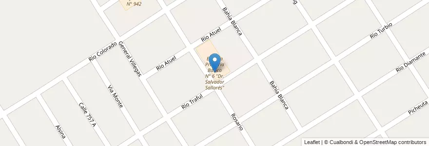 Mapa de ubicacion de Escuela Primaria Básica N° 6 "Dr. Salvador Sallarés" en 아르헨티나, 부에노스아이레스주, Partido De Florencio Varela, Villa Vatteone.