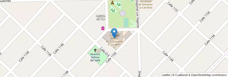 Mapa de ubicacion de Escuela Primaria Básica N° 7 "Carolina C. Luchetti" en アルゼンチン, ブエノスアイレス州, Partido De Florencio Varela, Ingeniero Juan Allan.