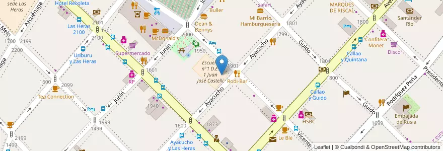 Mapa de ubicacion de Escuela Primaria Común 01 Juan José Castelli, Recoleta en Argentine, Ciudad Autónoma De Buenos Aires, Comuna 2, Buenos Aires.