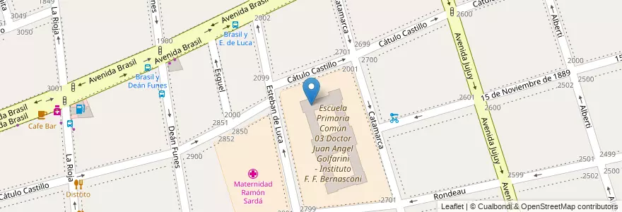 Mapa de ubicacion de Escuela Primaria Común 02 Doctor Rafael Bielsa - Instituto F. F. Bernasconi, Parque Patricios en 아르헨티나, Ciudad Autónoma De Buenos Aires, Comuna 4, 부에노스아이레스.