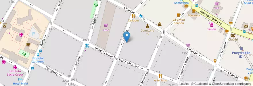 Mapa de ubicacion de Escuela Primaria Común 02 Juan Larrea, Recoleta en 阿根廷, Ciudad Autónoma De Buenos Aires, Comuna 2, 布宜诺斯艾利斯.