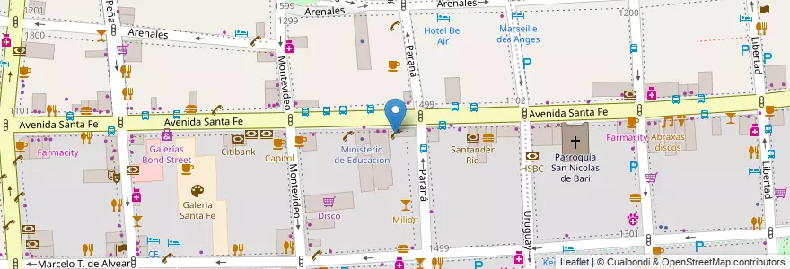 Mapa de ubicacion de Escuela Primaria Común 03 Doctor Onésimo Leguizamón, Recoleta en Argentina, Ciudad Autónoma De Buenos Aires, Comuna 2, Comuna 1, Buenos Aires.