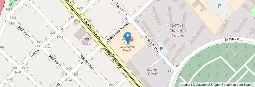 Mapa de ubicacion de Escuela Primaria Común 04 Benjamín Zorrilla, Flores en 阿根廷, Ciudad Autónoma De Buenos Aires, Comuna 7, 布宜诺斯艾利斯.