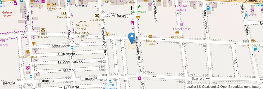 Mapa de ubicacion de Escuela Primaria Común 04 Gral. Félix de Olazábal, Liniers en 阿根廷, Ciudad Autónoma De Buenos Aires, Comuna 9, 布宜诺斯艾利斯.