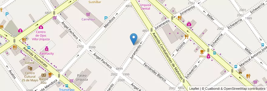 Mapa de ubicacion de Escuela Primaria Común 08 Jorge Angel Boero, Villa Urquiza en Arjantin, Ciudad Autónoma De Buenos Aires, Comuna 12, Buenos Aires.