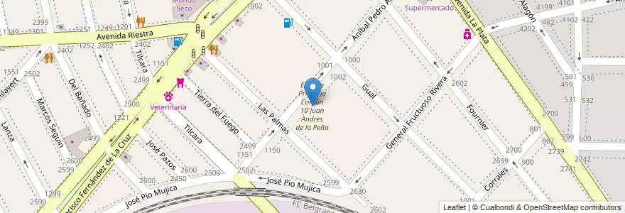 Mapa de ubicacion de Escuela Primaria Común 10 Juan Andres de la Peña, Nueva Pompeya en Argentinië, Ciudad Autónoma De Buenos Aires, Comuna 4, Buenos Aires.
