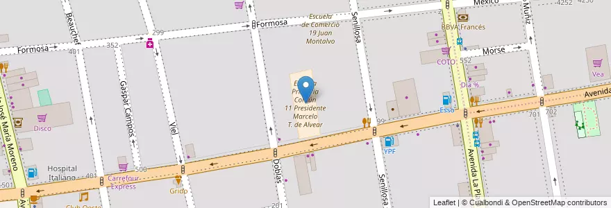 Mapa de ubicacion de Escuela Primaria Común 11 Presidente Marcelo T. de Alvear, Caballito en Argentinië, Ciudad Autónoma De Buenos Aires, Buenos Aires, Comuna 6.