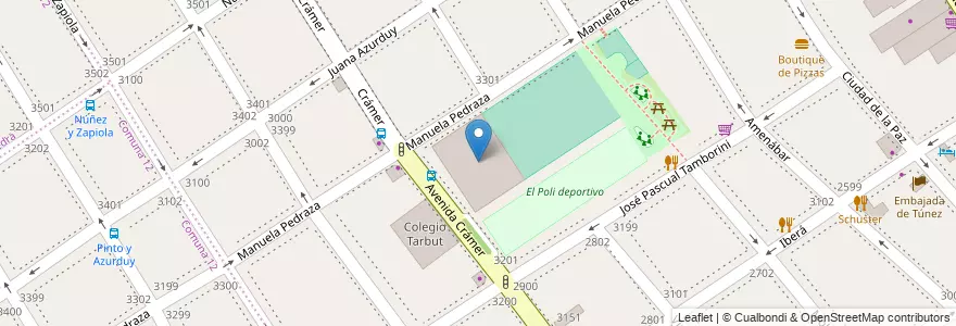 Mapa de ubicacion de Escuela Primaria Común 12 Prof. Rodolfo Senet, Nuñez en Argentina, Ciudad Autónoma De Buenos Aires, Buenos Aires, Comuna 13.
