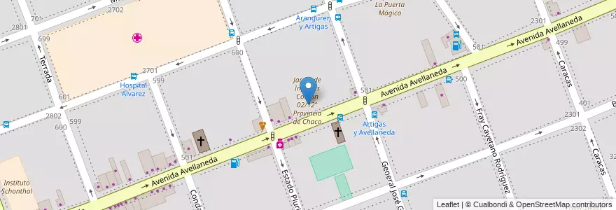 Mapa de ubicacion de Escuela Primaria Común 12 Provincia del Chaco, Flores en Argentine, Ciudad Autónoma De Buenos Aires, Comuna 7, Buenos Aires.
