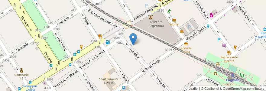 Mapa de ubicacion de Escuela Primaria Común 15 Manuel Antonio Acevedo, Villa Urquiza en 阿根廷, Ciudad Autónoma De Buenos Aires, Comuna 12, 布宜诺斯艾利斯.
