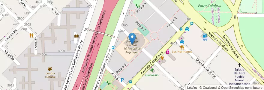 Mapa de ubicacion de Escuela Primaria Común 15 República Argentina, Villa Lugano en Argentine, Ciudad Autónoma De Buenos Aires, Buenos Aires, Comuna 8.