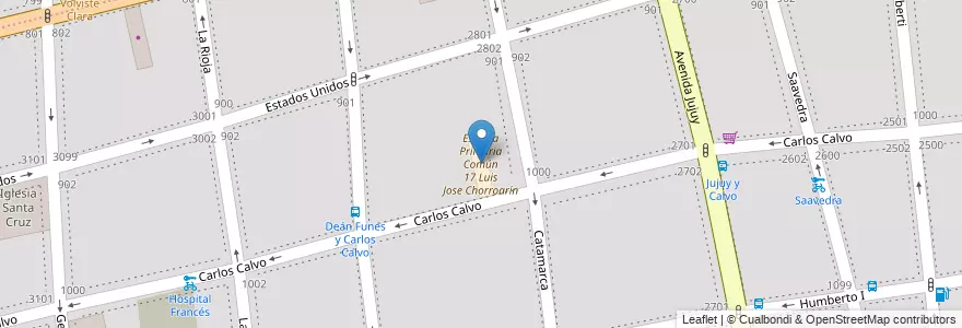 Mapa de ubicacion de Escuela Primaria Común 17 Luis Jose Chorroarín, San Cristobal en アルゼンチン, Ciudad Autónoma De Buenos Aires, Comuna 3, ブエノスアイレス.
