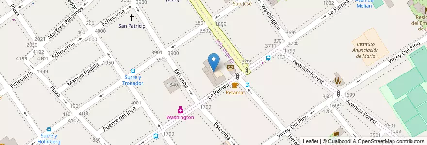 Mapa de ubicacion de Escuela Primaria Común 18 José Hernández, Villa Urquiza en 阿根廷, Ciudad Autónoma De Buenos Aires, Comuna 12, 布宜诺斯艾利斯.