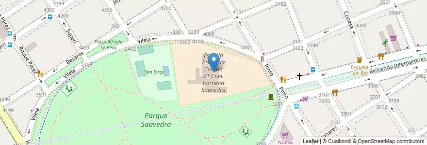 Mapa de ubicacion de Escuela Primaria Común 21 Cnel. Cornelio Saavedra, Saavedra en 아르헨티나, Ciudad Autónoma De Buenos Aires, Comuna 12, 부에노스아이레스.