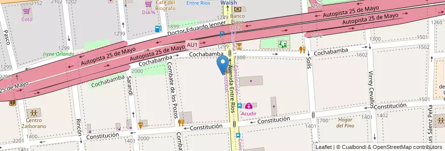 Mapa de ubicacion de Escuela Primaria Común 22 Carlos Pellegrini, San Cristobal en آرژانتین, Ciudad Autónoma De Buenos Aires, Comuna 3, Buenos Aires.