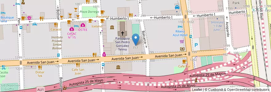 Mapa de ubicacion de Escuela Primaria Común 26 Hipolito Yrigoyen, San Telmo en 阿根廷, Ciudad Autónoma De Buenos Aires, Comuna 1, 布宜诺斯艾利斯.