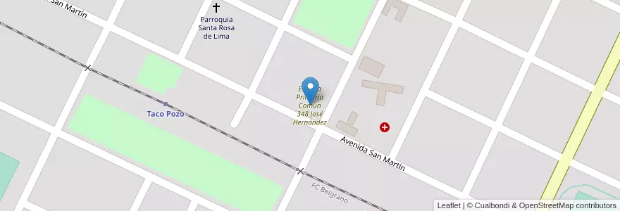 Mapa de ubicacion de Escuela Primaria Común 348 José Hernández en الأرجنتين, Chaco, Almirante Brown, Taco Pozo, Taco Pozo.