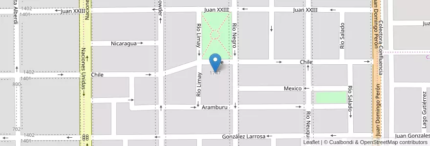 Mapa de ubicacion de Escuela Primaria de Jornada Extendida N°264 en アルゼンチン, チリ, リオネグロ州, Cipolletti, Departamento General Roca.
