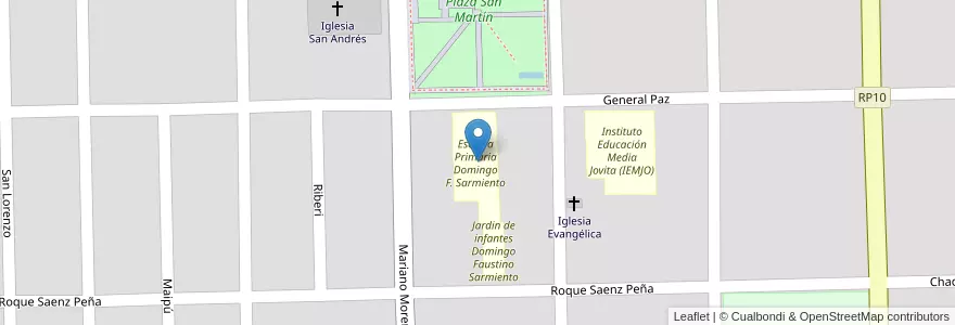 Mapa de ubicacion de Escuela Primaria Domingo F. Sarmiento en Argentina, Córdoba, Departamento General Roca, Pedanía Italó, Jovita.
