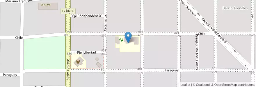 Mapa de ubicacion de Escuela Primaria Dr. Justo A. Cartas en 아르헨티나, Córdoba, Departamento Tercero Arriba, Pedanía Salto, Municipio De Almafuerte, Almafuerte.