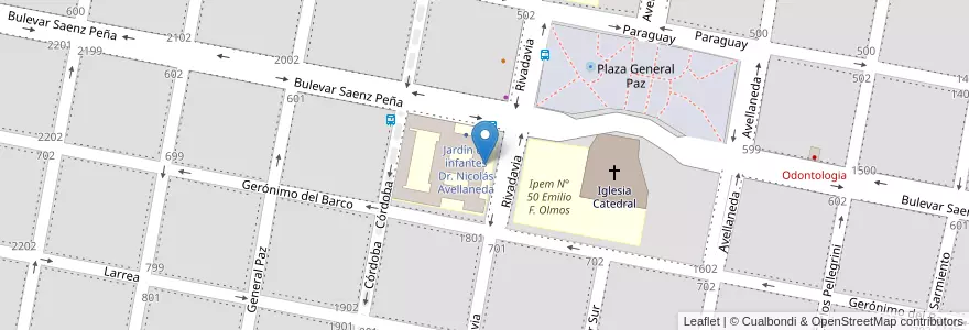 Mapa de ubicacion de Escuela Primaria Dr. Nicolás Avellaneda en آرژانتین, Córdoba, Departamento San Justo, Pedanía Juárez Celman, Municipio De San Francisco, San Francisco.