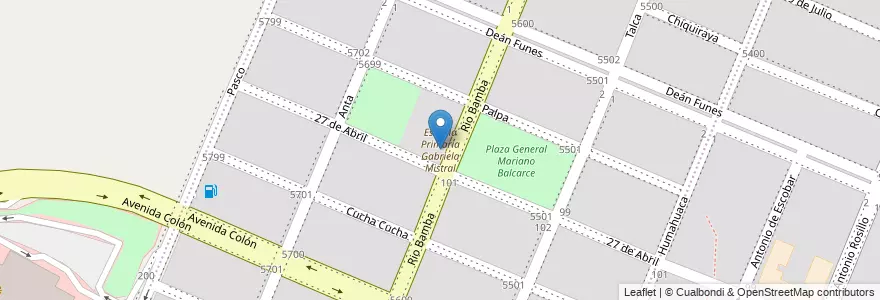 Mapa de ubicacion de Escuela Primaria Gabriela Mistral en Аргентина, Кордова, Departamento Capital, Pedanía Capital, Córdoba, Municipio De Córdoba.