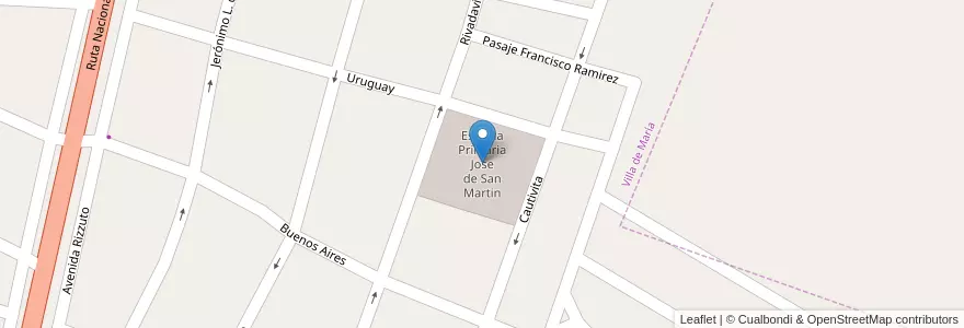 Mapa de ubicacion de Escuela Primaria Jose de San Martin en Argentina, Córdoba, Departamento Río Seco, Pedanía Villa De María, Municipio De Villa De María, Villa De María.