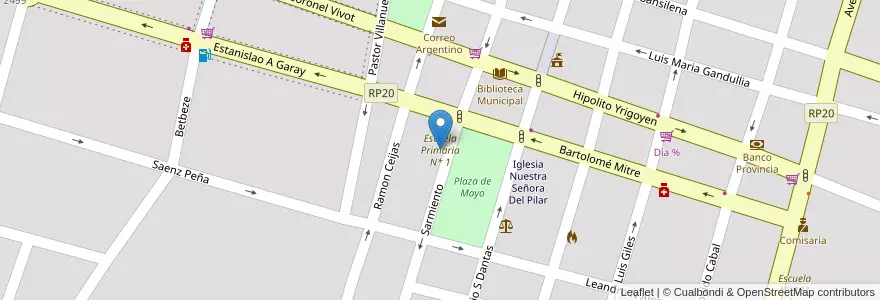 Mapa de ubicacion de Escuela Primaria N* 1 en الأرجنتين, بوينس آيرس, Partido De General Paz, Ranchos.