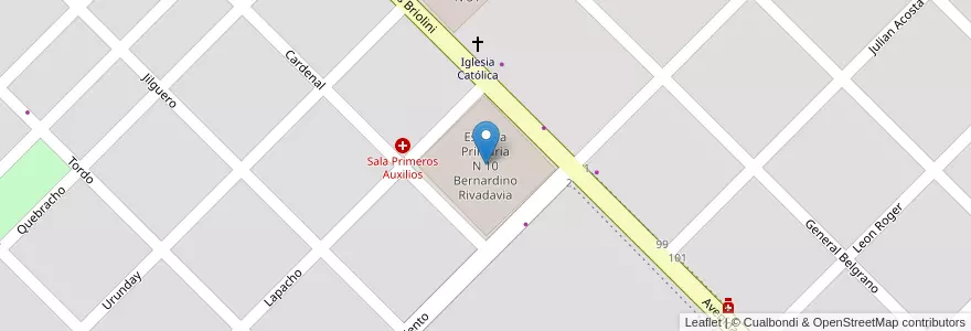 Mapa de ubicacion de Escuela Primaria N 10 Bernardino Rivadavia en アルゼンチン, チャコ州, Departamento Primero De Mayo, Municipio De Colonia Benítez, Colonia Benítez.