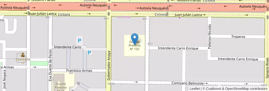 Mapa de ubicacion de Escuela Primaria N° 132 en Argentinien, Chile, Provinz Neuquén, Departamento Confluencia, Municipio De Neuquén, Neuquén.