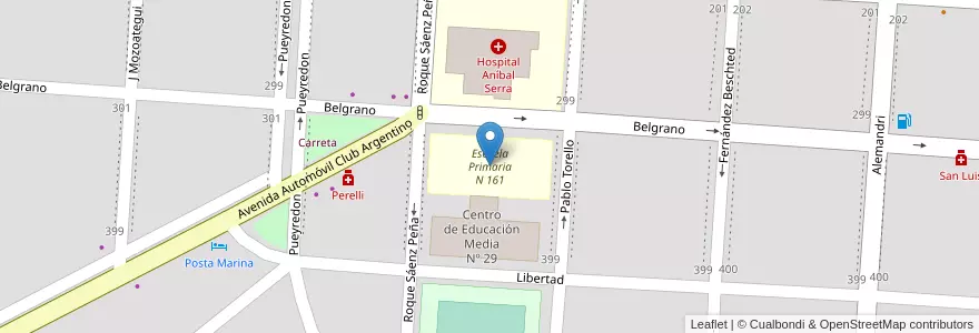 Mapa de ubicacion de Escuela Primaria N 161 en Аргентина, Рио-Негро, Departamento San Antonio, San Antonio Oeste, Сан-Антонио-Оэсте.