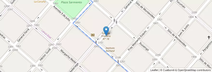 Mapa de ubicacion de Escuela Primaria N* 18 en Argentina, Buenos Aires, Partido De Lanús, Lanús Este.