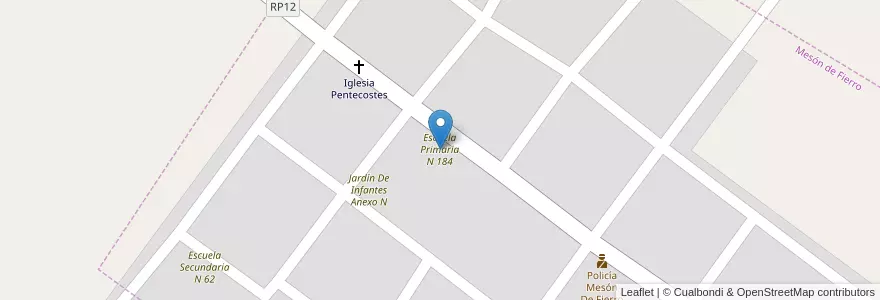 Mapa de ubicacion de Escuela Primaria N 184 en Argentine, Chaco, Departamento Doce De Octubre, Municipio De General Pinedo, Mesón De Fierro.