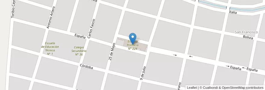 Mapa de ubicacion de Escuela Primaria N° 224 en Argentine, Jujuy, Departamento El Carmen, Municipio De Monterrico.