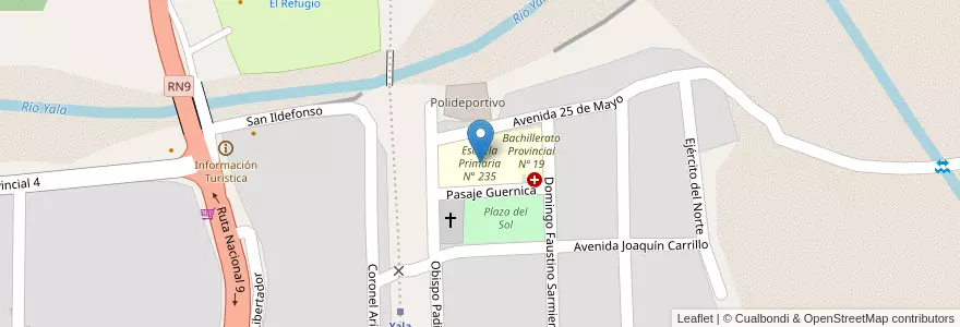 Mapa de ubicacion de Escuela Primaria N° 235 en Argentinien, Jujuy, Departamento Doctor Manuel Belgrano, Municipio De Yala.