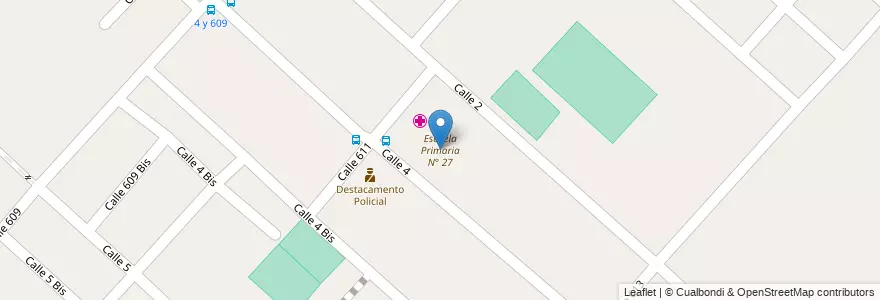 Mapa de ubicacion de Escuela Primaria N° 27, Villa Elvira en 阿根廷, 布宜诺斯艾利斯省, Partido De La Plata, Villa Elvira.