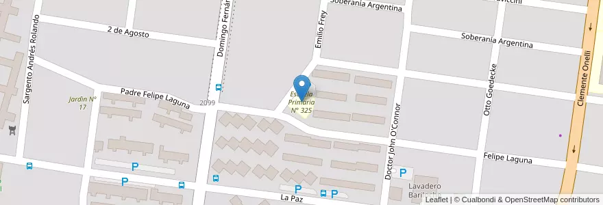 Mapa de ubicacion de Escuela Primaria N° 325 en Argentina, Chile, Wilayah Río Negro, Departamento Bariloche, Municipio De San Carlos De Bariloche, San Carlos De Bariloche.