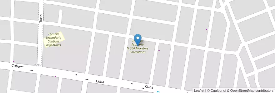 Mapa de ubicacion de Escuela Primaria N 368 Maestros Correntinos en アルゼンチン, コリエンテス州, Departamento Capital, Corrientes, Corrientes.