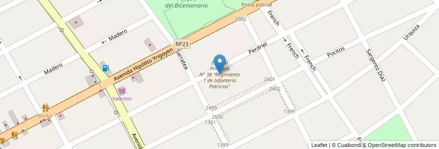 Mapa de ubicacion de Escuela Primaria N° 38 "Regimiento 1 de Infantería Patricios" en Arjantin, Buenos Aires, Partido De San Fernando, San Fernando.