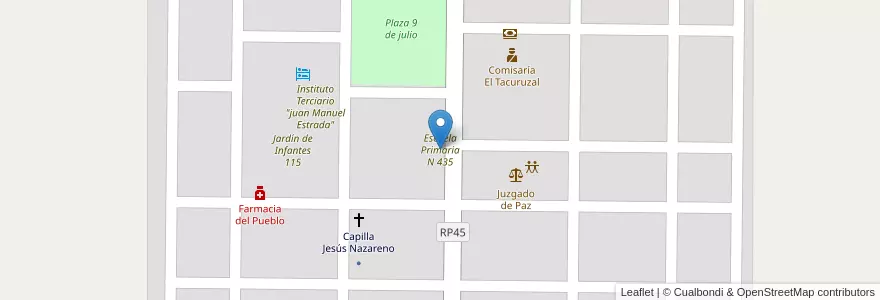 Mapa de ubicacion de Escuela Primaria N 435 en アルゼンチン, チャコ州, Departamento Quitilipi, Municipio De Quitilipi, Villa Rural El Palmar.
