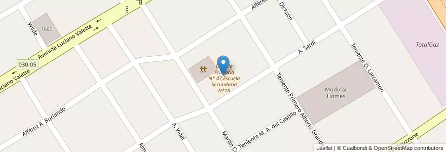 Mapa de ubicacion de Escuela Primaria N* 47;Escuela Secundaria N*18 en Arjantin, Buenos Aires, Partido De Esteban Echeverría, Luis Guillón.