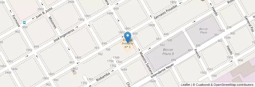 Mapa de ubicacion de Escuela Primaria N* 5 en Arjantin, Buenos Aires, Partido De San Isidro, Beccar.