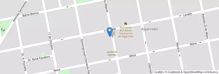 Mapa de ubicacion de Escuela Primaria N° 5 en アルゼンチン, ブエノスアイレス州, Partido De Villarino, Algarrobo.