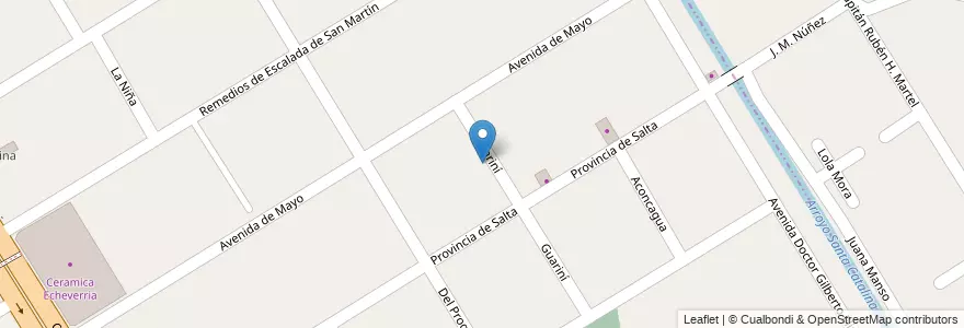 Mapa de ubicacion de Escuela Primaria N* 5 en アルゼンチン, ブエノスアイレス州, Partido De Esteban Echeverría, 9 De Abril.