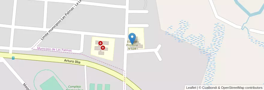 Mapa de ubicacion de Escuela Primaria N 534 en Аргентина, Чако, Departamento Bermejo, Municipio De La Leonesa, La Leonesa - Las Palmas, Municipio De Las Palmas.
