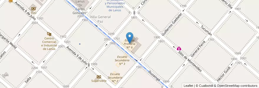 Mapa de ubicacion de Escuela Primaria N* 6 en Arjantin, Buenos Aires, Partido De Lanús, Lanús Este.