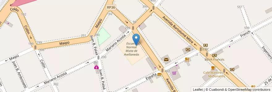 Mapa de ubicacion de Escuela Primaria N* 68 en アルゼンチン, ブエノスアイレス州, Partido De Avellaneda, Avellaneda.
