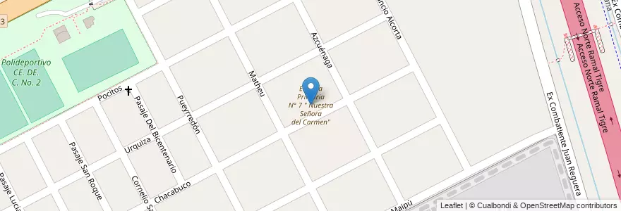 Mapa de ubicacion de Escuela Primaria N° 7 " Nuestra Señora del Carmen" en Argentinië, Buenos Aires, Partido De San Fernando, San Fernando.